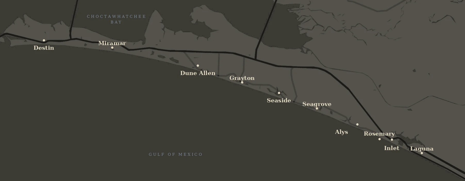 A wide view of Florida's Emerald Coast shoreline